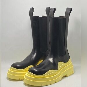 Military Calf Black and Yellow-Green Women's Boots